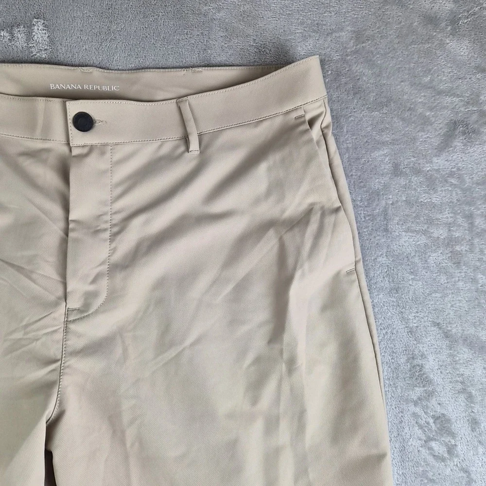 Banana Republic Pants Men 38x34 Tan Khaki Polyester Flat Front Chino Lightweight